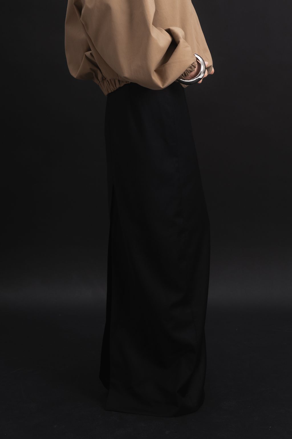 Black Oud Wool Skirt