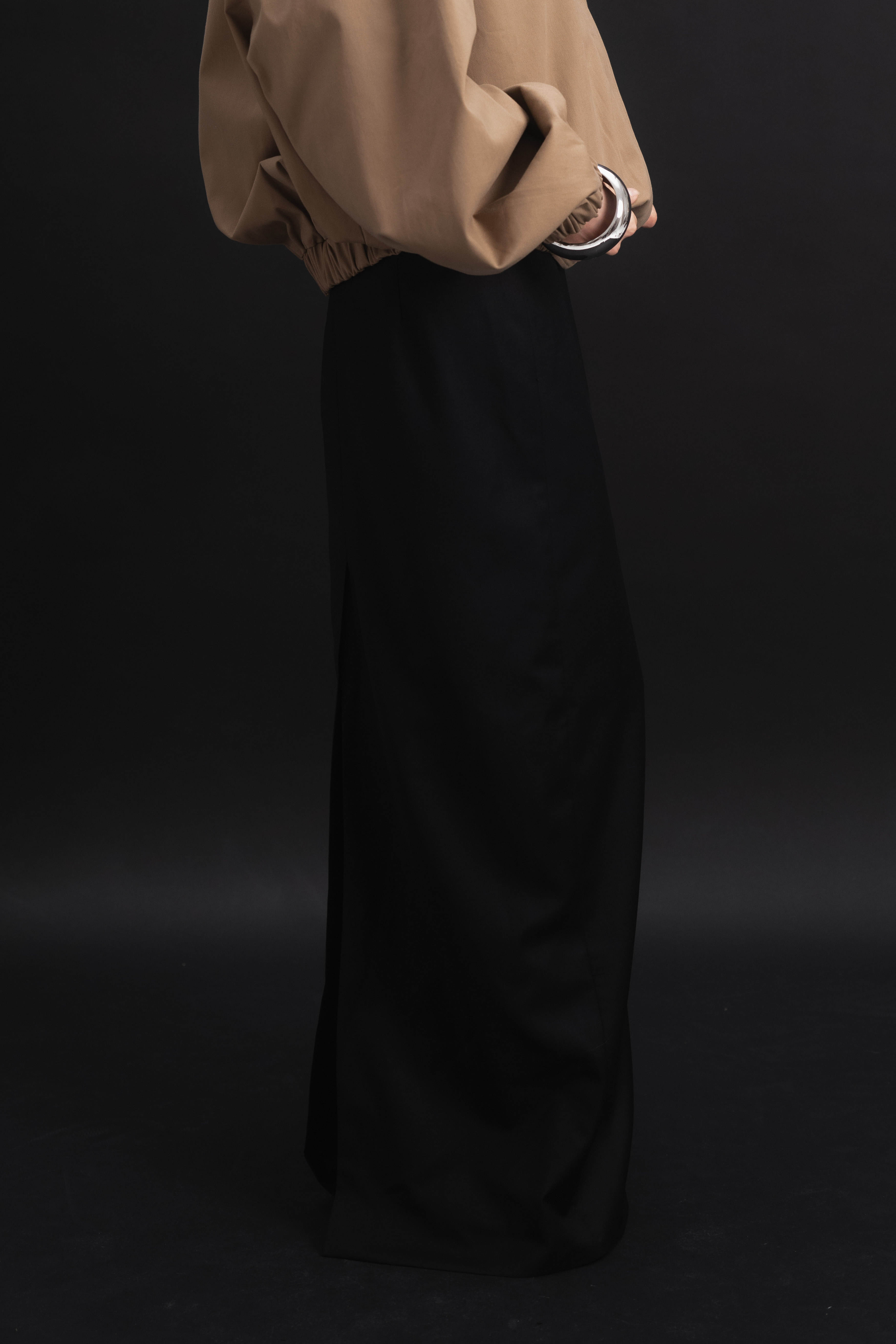 Black Oud Wool Skirt