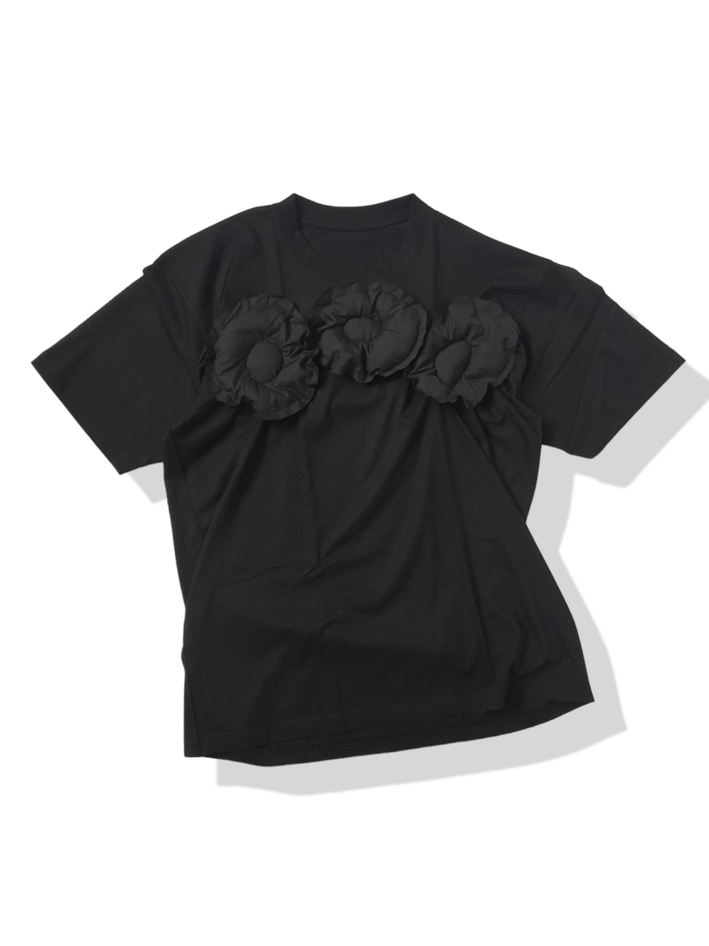 Black T-shirt with 3d flower