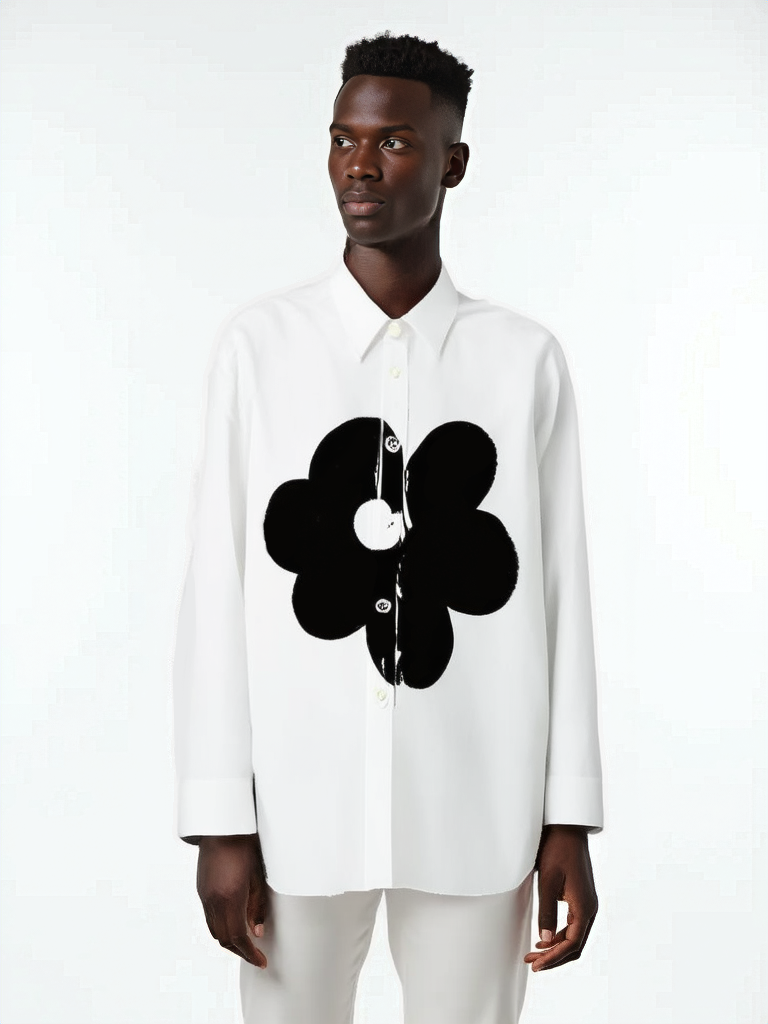 White Shirt with flower